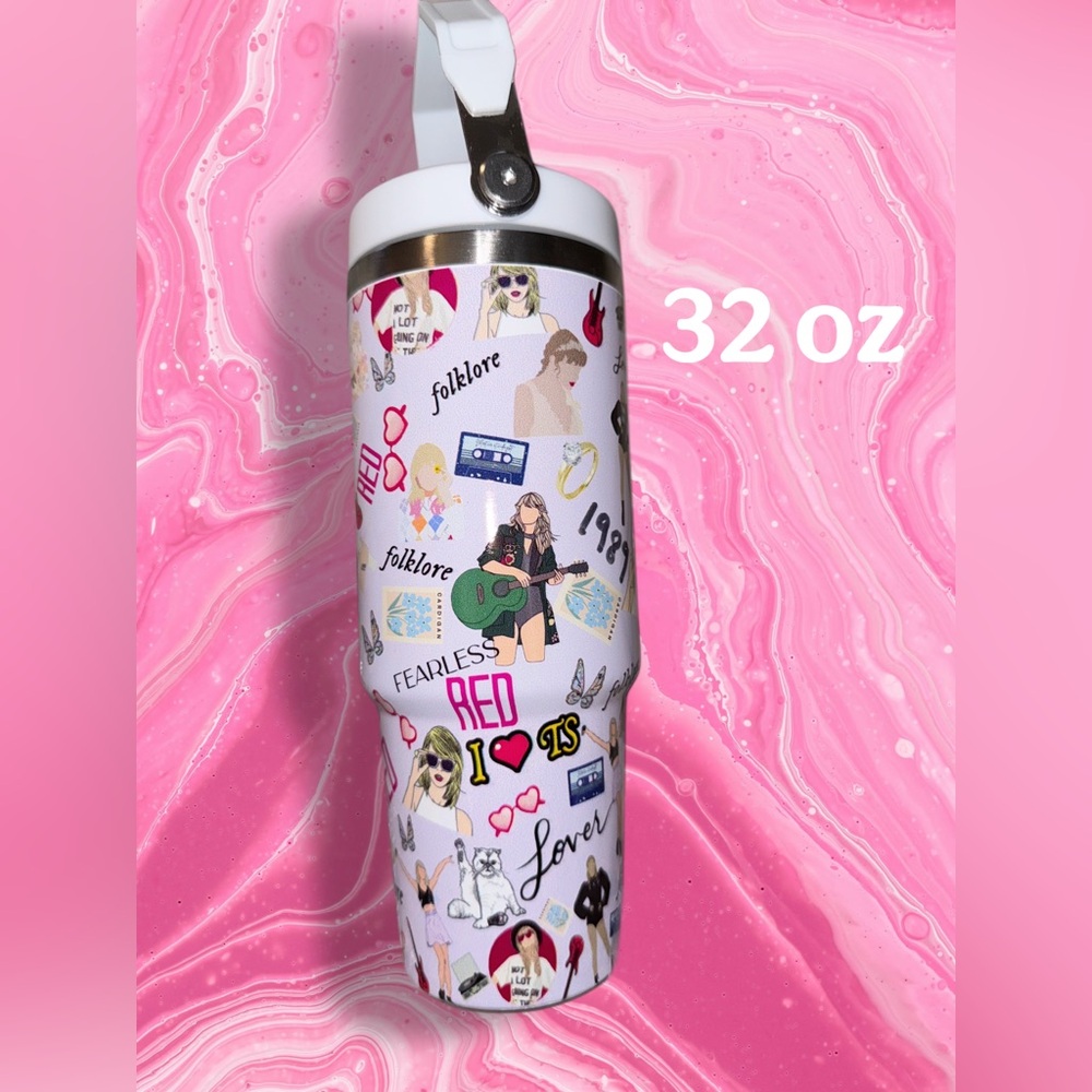 Pink Taylor Swift Themed Tumbler